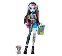 Monster High Muñeca Frankie Stein con mascota perrito Watzie, conjunto vaquero d