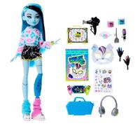 Monster High Muñeca Frankie Stein Self-Scare Secrets | Set de accesorios de unboxing con 13 sorpresas realistas, como mascarilla facial, kit de tinte y consola, JMG73