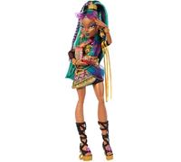 Monster High Nefera De Nile Muñeca | Momia real con vestido y escarabajo mascota, 7 accesorios como bolso, portátil, gafas de sol, bebida y snacks. JDR48