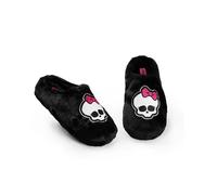 Monster High Pantuflas negras mule para mujer | Diseño de calavera con lazo | Calzado elegante para estar en casa y descansar | Pantuflas cómodas para interiores