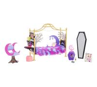 Monster High Playset Clawdeen Wolf Bedroom with Doll House Furniture & Toy Accessories Like Spooky Decor & Snacks Sticker Sheet