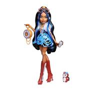 Monster High Robecca Steam Muñeca | Robot con blusa azul y shorts negros, pingüino Capitán Penny y 7 accesorios como gafas y bolso, JMB81