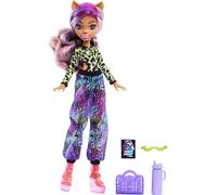 Monster High Scare-adise Island Clawdeen Wolf - Muñeca con traje de baño, pantalones deportivos y accesorios de playa como visera, botella de agua y libro