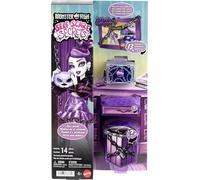 Monster High Self-Scare Secrets Spectra Vondergeist Conjunto de muñeca y Accesorios con 13 sorpresas realistas, como un Kit de manicura y un Tocadiscos, JHK46