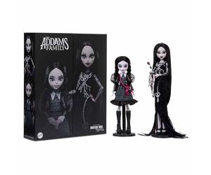 Monster High Skullector Addams Family Doll Paquete de Dos Piezas: Morticia & Wednesday, muñecas coleccionables Totalmente articuladas con Certificado de autenticidad