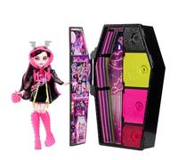 Monster High Skulltimate Secrets Neon Frights Draculaura Muñeca con Armario y 15 Accesorios Sorpresa, Brilla en la Oscuridad, Juguete +4 años (Mattel HNF78)