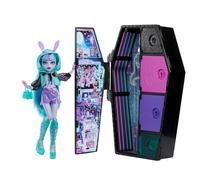 Monster High Skulltimate Secrets Neon Frights Twyla Muñeca con Armario y 15 Accesorios Sorpresa, Brilla en la Oscuridad, Juguete +4 años (Mattel HNF82)