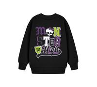 Monster High Sudadera negra para niñas, manga larga, cuello redondo, calavera, ropa clásica de dibujos animados, mercancía de moda de estilo escolar, Negro, 13-14 años