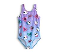 Monster High Traje de baño de una Pieza Morado de Draculaura para niñas sin Mangas con Cuello Redondo, Estampado Integral del Personaje y gráficos de Corazones | Productos