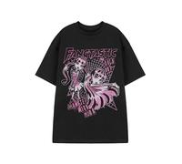 Monster High Womens T-Shirt | Ladies Fangtastic Live Tour Short Sleeve Graphic tee in Black & Pink | Draculaura Spider Web Apparel Crewneck Character Top | Fashion Cartoon Series Merchandise Gift