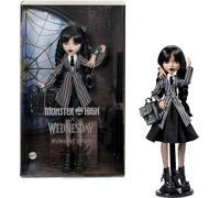 Monster High x Wednesday Addams Muñeca | Muñeca de coleccionista Wednesday con uniforme negro de Nevermore, Dedos, accesorios y soporte, HXJ04