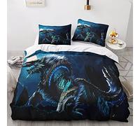 Monster Hunter Juego Edredón 3 Piezas, Anime Funda De Edredón Y Funda De Almohada 3D Impresa, Cremallera Oculta Juego De Ropa De CamaJuego Double(200x200cm)