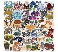 Monster Hunter Pegatinas, 50 Piezas Impermeables de Vinilo para Monopatín, Ordenador Portátil, Equipaje, Moto, Bicicleta, Guitarra, Taza, Botellas de Agua, Casco - para Niños y Niñas