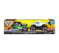 Monster Jam, Amazon Exclusive Official Grave Digger Vs. Megalodon Racing Rivals - Camiones de Control Remoto, Escala 1:24 (Solo Disponible en Amazon)