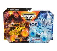 Monster Jam Camiones monstruos de fuego y hielo, paquete de 2, latigazo cervical vs Dragonoid, escala 1:64