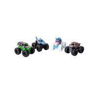Monster Jam Camiones monstruos fundidos a escala 1:72, paquete de 4 - Grave Digger, Megalodon, Sparkle Smash & ThunderROARus, Spin Master, a partir de 3 años