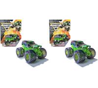 Monster Jam - Coche Monster Truck Grave Digger Metálico Escala 1:64 - Modelo Aleatorio - Coches para Niños - Juguetes Niños 3 años + (Paquete de 2)