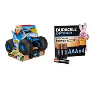 Monster Jam - Coche Teledirigido Megalodón Monster Truck - Coche RC Megalodon Storm a Escala 1:15-2.4GHZ hasta 76m - Juguetes Niños 4 Años + Regalo Niño 4 Años + + Duracell Optimum Pack de 4 AAA