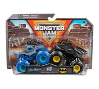 Monster Jam - Coches Monster Truck Escala 1:64 - Pack de 2 Camiones Metálicos Auténticos: Batman Vs. Megalodon - 6065293 - Coches para Niños - Juguetes Niños 3 años +