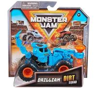 Monster Jam Dirt Squad Drilliam - Camión monstruo fundido a escala 1:64 con piezas móviles, vehículo de juguete para niños