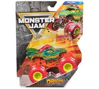 Monster Jam Dragon Monster Truck Vehículo fundido a presión, escala 1:64 | Auténtica réplica de camión de juguete, neumáticos BKT de goma real, gráficos detallados, regalos de juguete