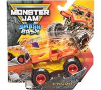 Monster Jam El Toro Loco Smash & Bash Monster Truck fundido a presión - Vehículo de reinicio de choque de acción real, escala 1:64, serie 01