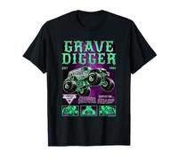 Monster Jam Grave Digger Green and Purple Collage Camiseta