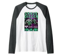 Monster Jam Grave Digger Green and Purple Collage Camiseta Manga Raglan