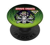 Monster Jam Grave Digger Skull Logo Green Flames Motorsports PopSockets PopGrip Adhesivo