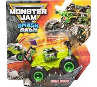 Monster Jam Grave Digger Smash&Bash - Vehículo de reinicio de choque de acción real, escala 1:64, serie 01