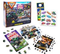 Monster Jam Juego de rompecabezas de primera calidad - Paquete con 3 rompecabezas de camiones más tatuajes y más para niños y adultos | Juguetes Monster Jam para niños