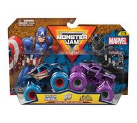Monster Jam, Marvel Official Capitán América contra Black Panther Monster Trucks, escala 1:64, juguetes para niños y niñas a partir de 3 años