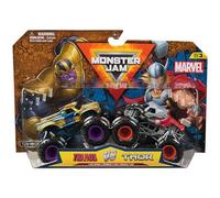 Monster Jam, Marvel Official Thanos vs. Thor Camiones monstruos fundidos a presión, escala 1:64, juguetes para niños y niñas a partir de 3 años
