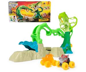 Monster Jam Mini Jams, Cobra's Crazy Escape - Juego motorizado de 28 Pulgadas, 2 exclusivos Camiones ThunderROARus y JCB Digatron Monster Trucks, Juguetes para niños y niñas a Partir de 3 años