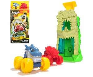 Monster Jam Mini Jams, Megalodon Jungle Blaster Launcher Playset, 2 exclusivos Camiones Monstruos fundidos a presión y Accesorio, Juguetes para niños y niñas a Partir de 3 años
