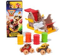 Monster Jam - Mini Lanzador 'Boneyard Blaster' Y 2 Mini JAMS Metal Escala 1:87 Monster Truck MUTT Y Earth Shaker - 6069771 - Coches para Niños - Juguetes Niños 3 años +