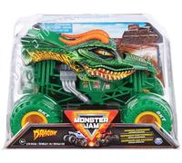 Monster Jam Monster Truck Dragón Oficial Modelo Aleatorio Coche Juguete | Coche Monster Jam con suspensión funcional, neumáticos de gran tamaño y diseño inspirado en vehículos reales.
