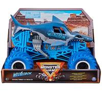 Monster Jam - Monster Truck Megalodon Oficial de Metal Escala 1:24, Color Oscuro - Coches para Niños - Juguetes Niños 3 Años