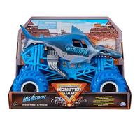 Monster Jam - Monster Truck Megalodon Oficial de Metal Escala 1:24, Color Oscuro - Coches para Niños - Juguetes Niños 3 Años