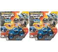 Monster Jam - Monster Truck Metálico Smash & Bash Escala 1:64, Aleatorio (Grave Digger, El Toro Loco o Megalodon), Choca y Repara al Apretar - Coches para Niños - Juguetes Niños 3 años +