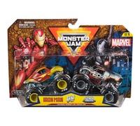 Monster Jam - Pack 2 Coches Monster Truck Marvel Oficial Escala 1:64 METÁLICOS - Modelo Aleatorio - Coches para Niños - Juegos Infantiles - Juguetes Niños 3 años +