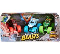 Monster Jam, Pack de 3 Camiones con diseño de Animales Cargados (Dragón, Octon8er y Ice Dragon) a Escala 1:64 (moldeo por inyección)