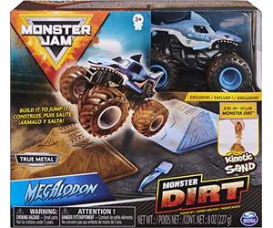 Monster Jam Starter Set, con 227 g de Monster Dirt y Auténtico camión de mermelada monstruo fundido a escala 1:64 (estilos varían), colores variados (Spin Master 6045198) , color/modelo surtido