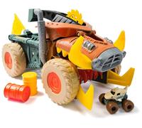 MONSTER JAM - VEHÍCULO MEGALODON MAD HOG CHOMPER Y MINI JAM METAL ESCALA 1:87 CON 2 BARRILES - 6071776 - Monster Truck - Juegos Infantiles - Coches para Niños - Juguetes Niños 3 años +