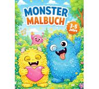 Monster Malbuch für Kinder 3-5 Jahre: Einfaches Ausmalbuch mit süßen Monstern - große Flächen, dicke Linien, perfekte erste Malübungen für Kindergartenkinder