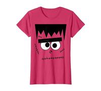 Monster Munster Face tee Frankenstein Disfraz de Halloween Camiseta, Mujer, Rojo Jaspeado, XXL