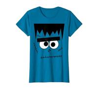 Monster Munster Face tee Frankenstein Disfraz de Halloween Camiseta, Mujer, Zafiro, 3XL