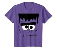 Monster Munster Face tee Frankenstein Disfraz de Halloween Camiseta, Niños, Morado Jaspeado, 2 años