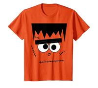 Monster Munster Face tee Frankenstein Disfraz de Halloween Camiseta, Niños, Naranja, 8 años