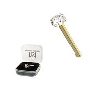 Monster Piercing 9K Garra Oro Amarillo Set 2MM Redonda Piedra de la CZ 22 Calibre Nariz Hueso Nariz Stud Piercing